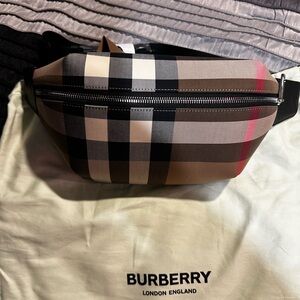 Burberry Beige and Black Check Belt Bag